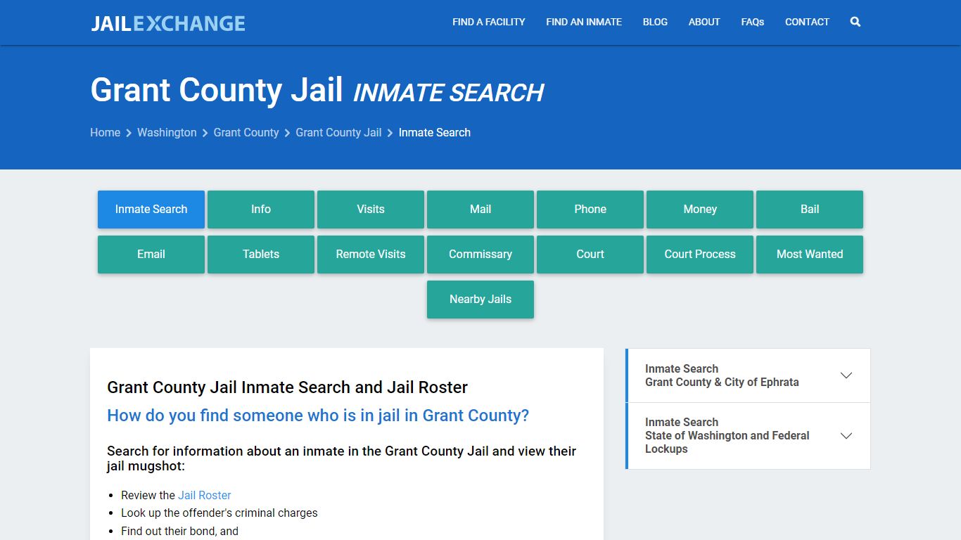 Inmate Search: Roster & Mugshots - Grant County Jail, WA